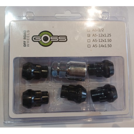 Ecrous anti-vol 12x1.25 - Kit de 5 avec 1 clé
